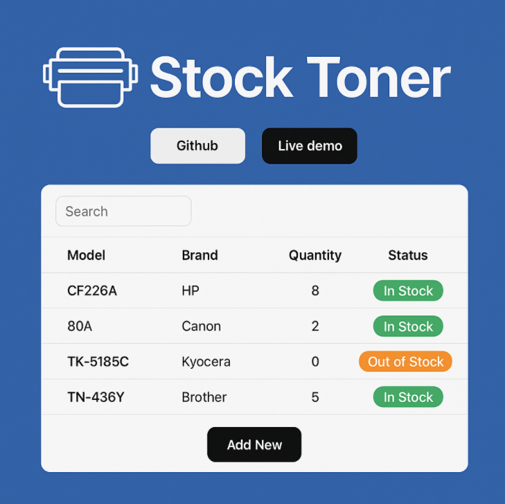 Vista previa del proyecto StockToner